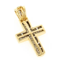 14K Yellow Gold Princess Diamond Cross Pendant 0.76ct 10 14K Yellow Gold Princess Diamond Cross Pendant 0.76ct -Its Hot Jewelry Shop 14k gold princess diamond cross pendant 076ct p 6610 backye
