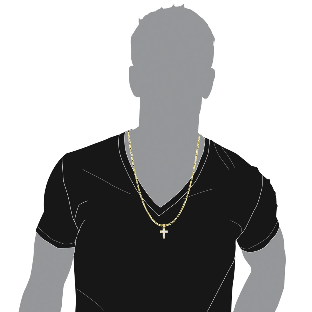 14K Yellow Gold Princess Diamond Cross Pendant 0.76ct 7 14K Yellow Gold Princess Diamond Cross Pendant 0.76ct - Image 5