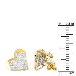 14K Yellow Gold Princess Diamond Heart Earrings 0.88ct -Its Hot Jewelry Shop 14k gold princess diamond heart earrings 088ct p 6337 rulerye