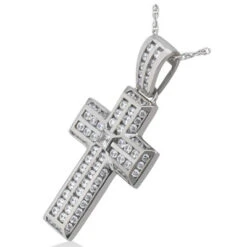 14K White Gold Princess & Round Diamond Cross Necklace 2.24ct 5 14K White Gold Princess & Round Diamond Cross Necklace 2.24ct -Its Hot Jewelry Shop 14k gold princess round diamond cross necklace 224ct p 26534 back white 20220426