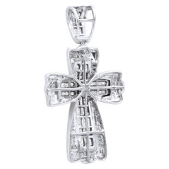 14K White Gold Princess & Round Diamond Cross Pendant 2.28ct 13 14K White Gold Princess & Round Diamond Cross Pendant 2.28ct -Its Hot Jewelry Shop 14k gold princess round diamond cross pendant 228ct p 6597 back white