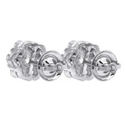 14K White Gold Prong Round Diamond Clusters Earrings 1.2ct Studs -Its Hot Jewelry Shop 14k gold prong round diamond clusters earrings 12ct studs backwh