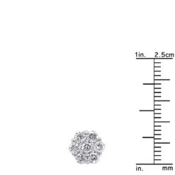 14K White Gold Prong Round Diamond Clusters Earrings 1.2ct Studs -Its Hot Jewelry Shop 14k gold prong round diamond clusters earrings 12ct studs rulerwh