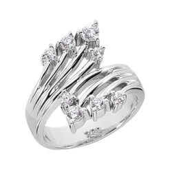 14K White Gold Right Hand Diamond Ladies Ring 0.42ct