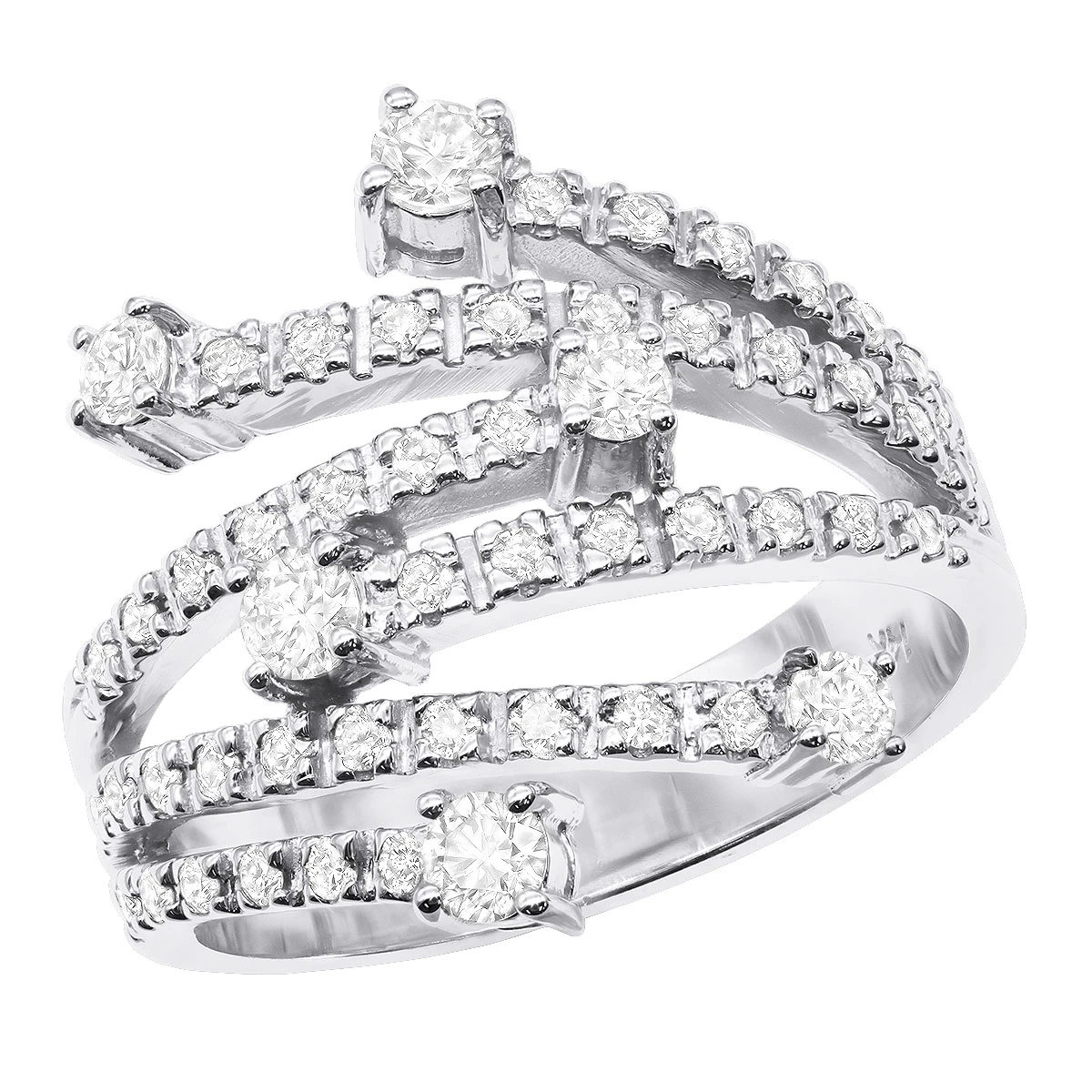 14K White Gold Right Hand Diamond Ring 0.94ct 3 14K White Gold Right Hand Diamond Ring 0.94ct