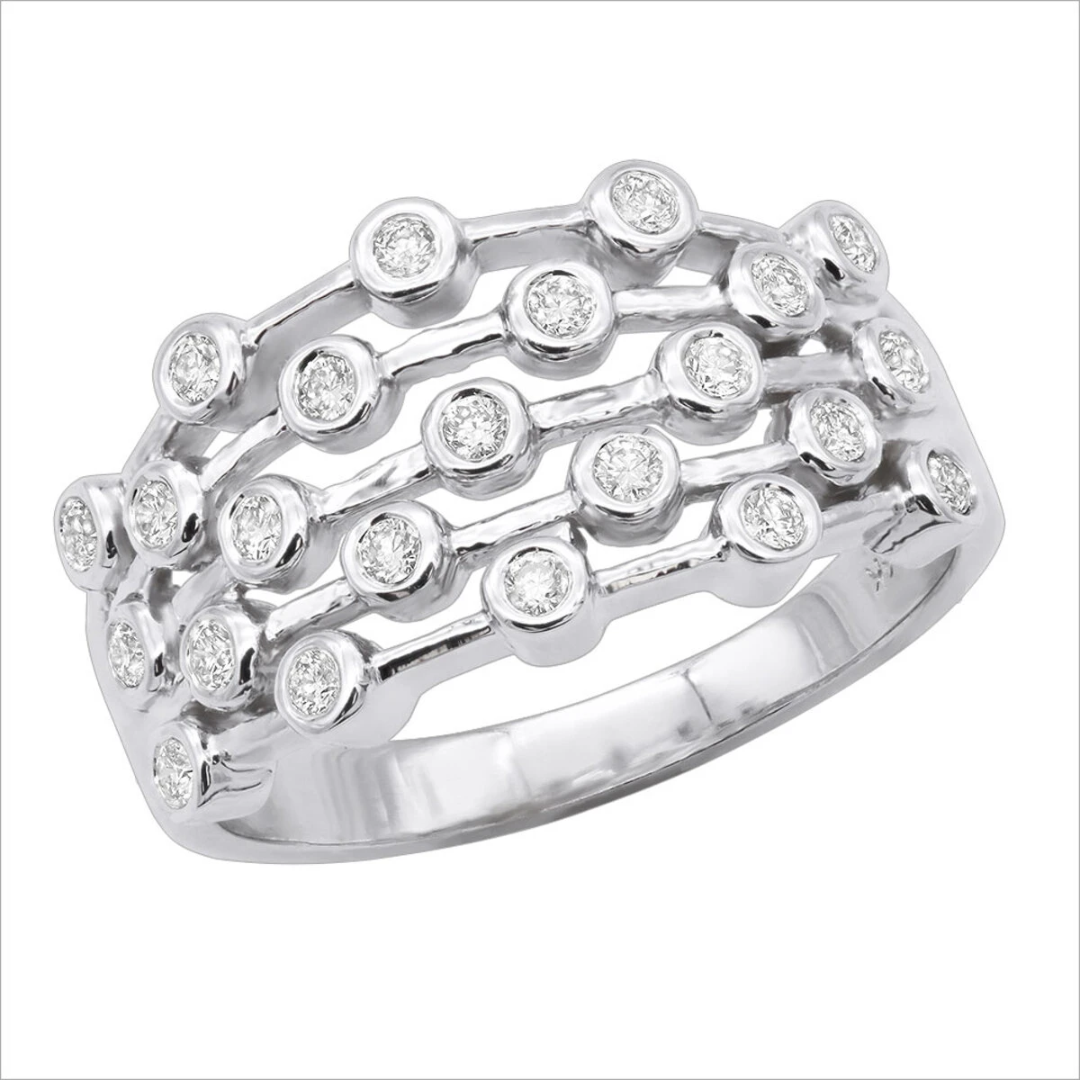 14K White Gold Right Hand Ladies Diamond Ring 0.46ct 3 14K White Gold Right Hand Ladies Diamond Ring 0.46ct