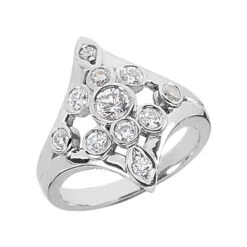 14K White Gold Right Hand Ladies Diamond Ring 0.85ct