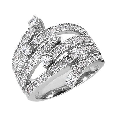14K White Gold Right Hand Ladies Diamond Ring 0.94ct 3 14K White Gold Right Hand Ladies Diamond Ring 0.94ct