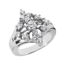 14K White Gold Right Hand Ladies Diamond Ring 0.95ct