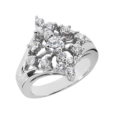14K White Gold Right Hand Ladies Diamond Ring 0.95ct 3 14K White Gold Right Hand Ladies Diamond Ring 0.95ct