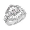 14K White Gold Right Hand Ladies Diamond Ring 1ct 18.4mm
