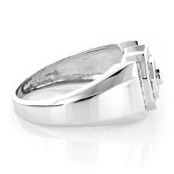 14K White Gold Round And Baguette Diamond Men's Ring 0.6ct 10 14K White Gold Round And Baguette Diamond Men's Ring 0.6ct -Its Hot Jewelry Shop 14k gold round and baguette diamond mens ring 095ct p 148 backwh