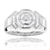 14K White Gold Round And Baguette Diamond Men's Ring 0.6ct -Its Hot Jewelry Shop 14k gold round and baguette diamond mens ring 095ct p 148 wh