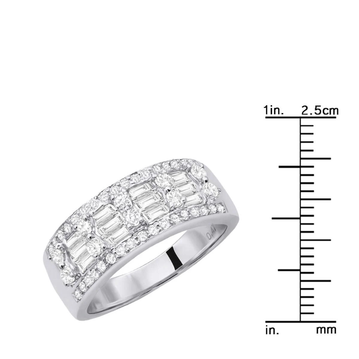 14K White Gold Round & Baguette Diamond Bands Item 1.10ct 10 14K White Gold Round & Baguette Diamond Bands Item 1.10ct - Image 8