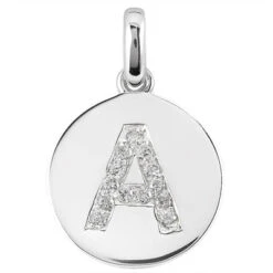 14K White Gold Round Diamond Alphabet Pendant 0.26ct