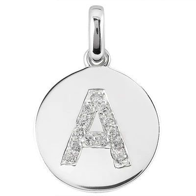 14K White Gold Round Diamond Alphabet Pendant 0.26ct 3 14K White Gold Round Diamond Alphabet Pendant 0.26ct