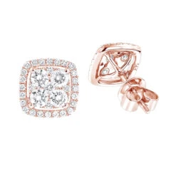 14K White Gold Round Diamond Cluster Earrings Studs 1.5ct By Luxurman -Its Hot Jewelry Shop 14k gold round diamond cluster earrings studs 16ct by luxurman ro