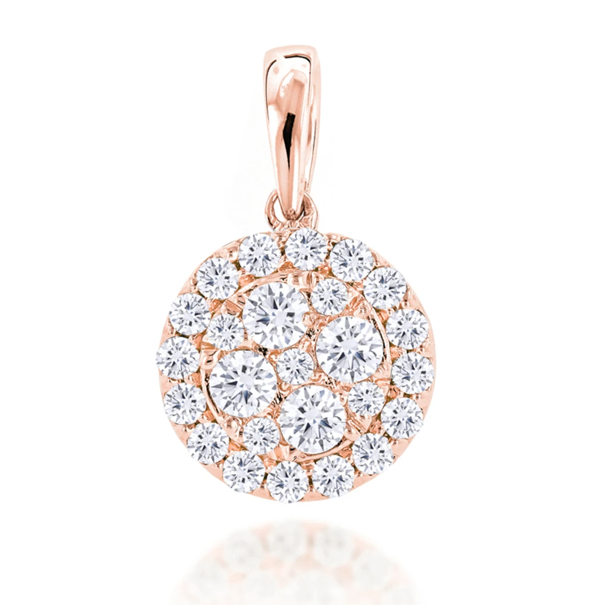 14K Yellow Gold Round Diamond Cluster Pendant For Women 0.88ct 5 14K Yellow Gold Round Diamond Cluster Pendant For Women 0.88ct - Image 3