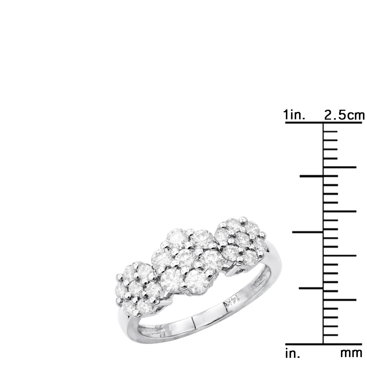 14K White Gold Round Diamond Cluster Ring Flower 0.78ct 10 14K White Gold Round Diamond Cluster Ring Flower 0.78ct - Image 8