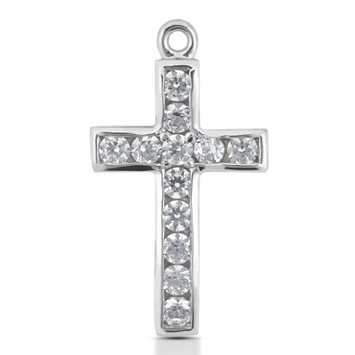14K White Gold Round Diamond Cross Necklace 0.36ct 3 14K White Gold Round Diamond Cross Necklace 0.36ct