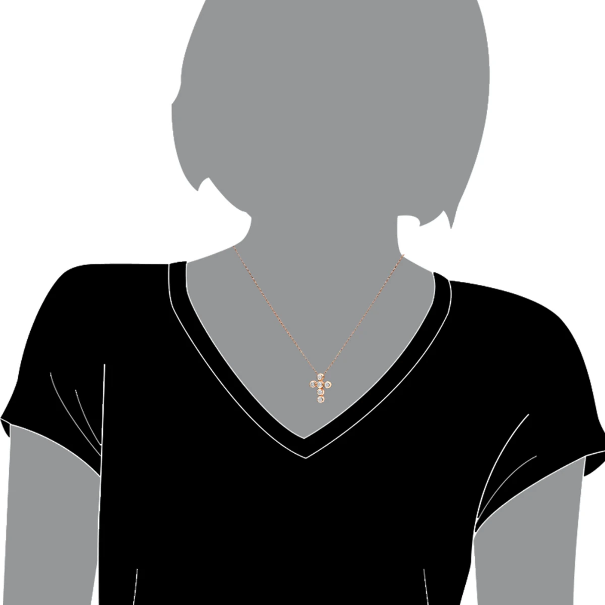 14K Rose Gold Round Diamond Cross Necklace 0.60ct By Luxurman 7 14K Rose Gold Round Diamond Cross Necklace 0.60ct By Luxurman - Image 5