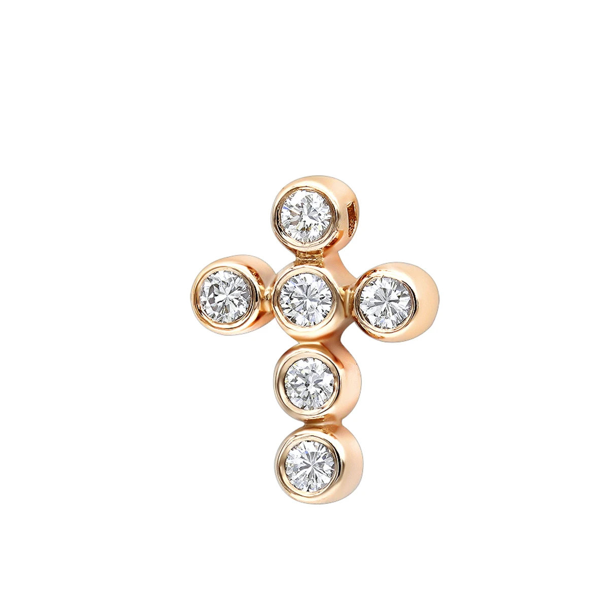 14K Rose Gold Round Diamond Cross Necklace 0.60ct By Luxurman 3 14K Rose Gold Round Diamond Cross Necklace 0.60ct By Luxurman