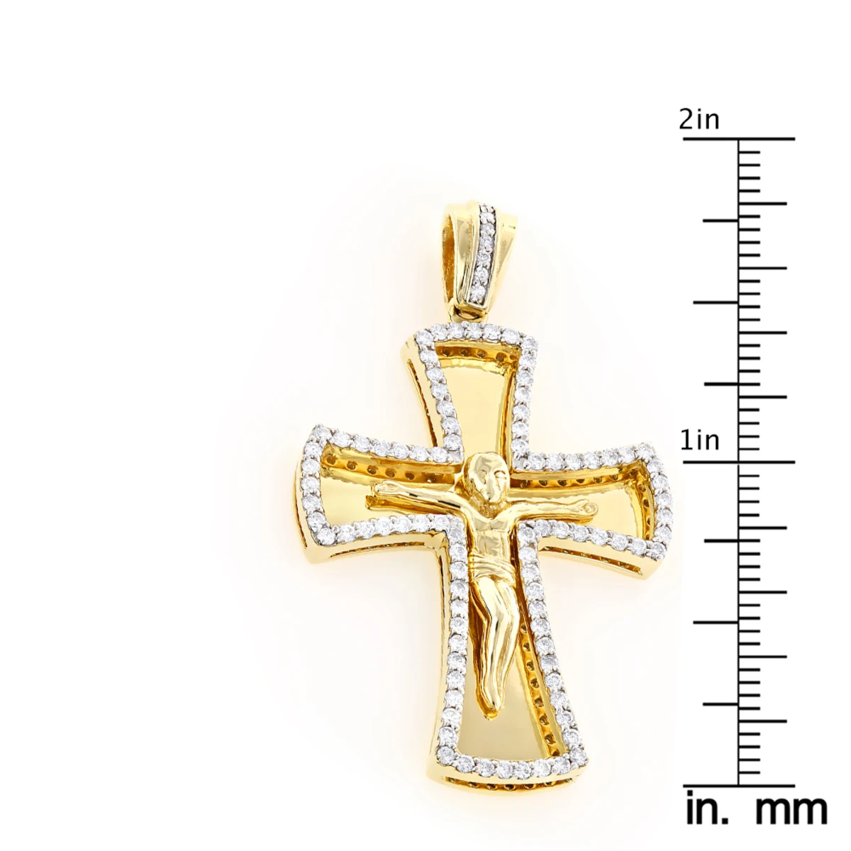 14K Yellow Gold Round Diamond Cross Pendant 1.2ct 8 14K Yellow Gold Round Diamond Cross Pendant 1.2ct - Image 6