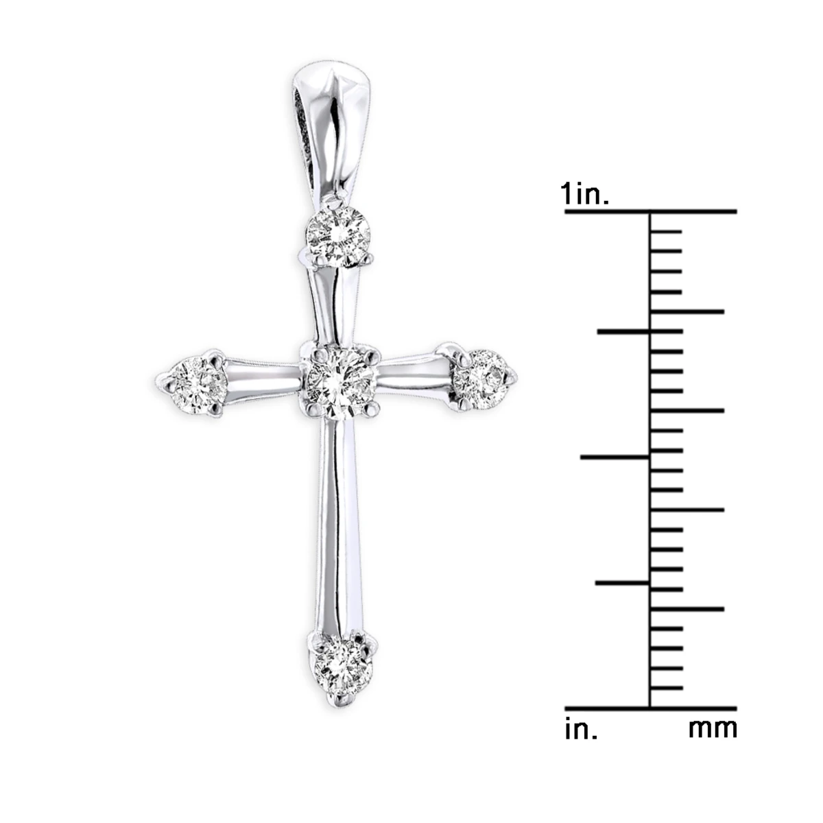 14K White Gold Round Diamond Cross Pendant 0.33ct 17mm 5 Stones 8 14K White Gold Round Diamond Cross Pendant 0.33ct 17mm 5 Stones - Image 6