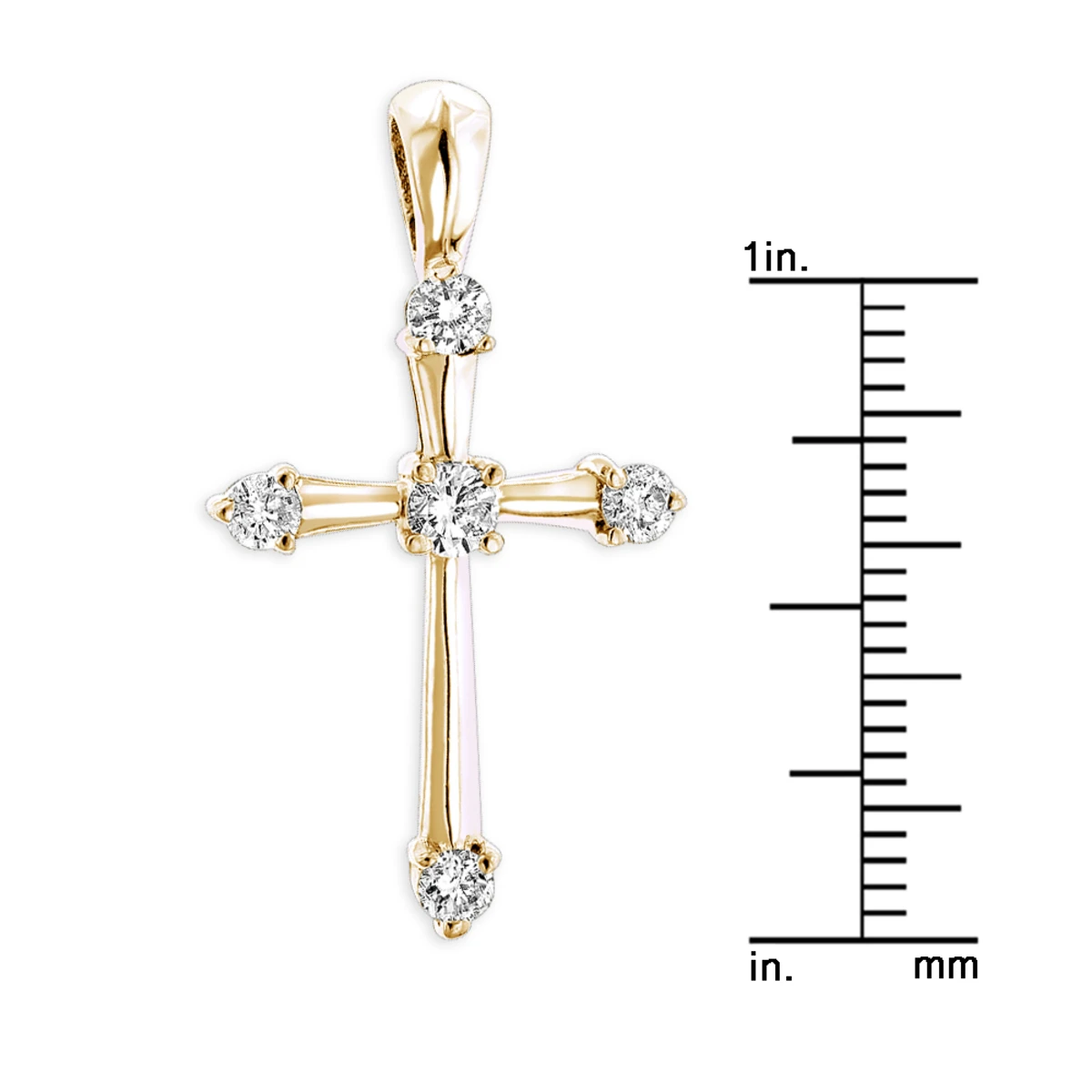 14K White Gold Round Diamond Cross Pendant 0.33ct 17mm 5 Stones 9 14K White Gold Round Diamond Cross Pendant 0.33ct 17mm 5 Stones - Image 7