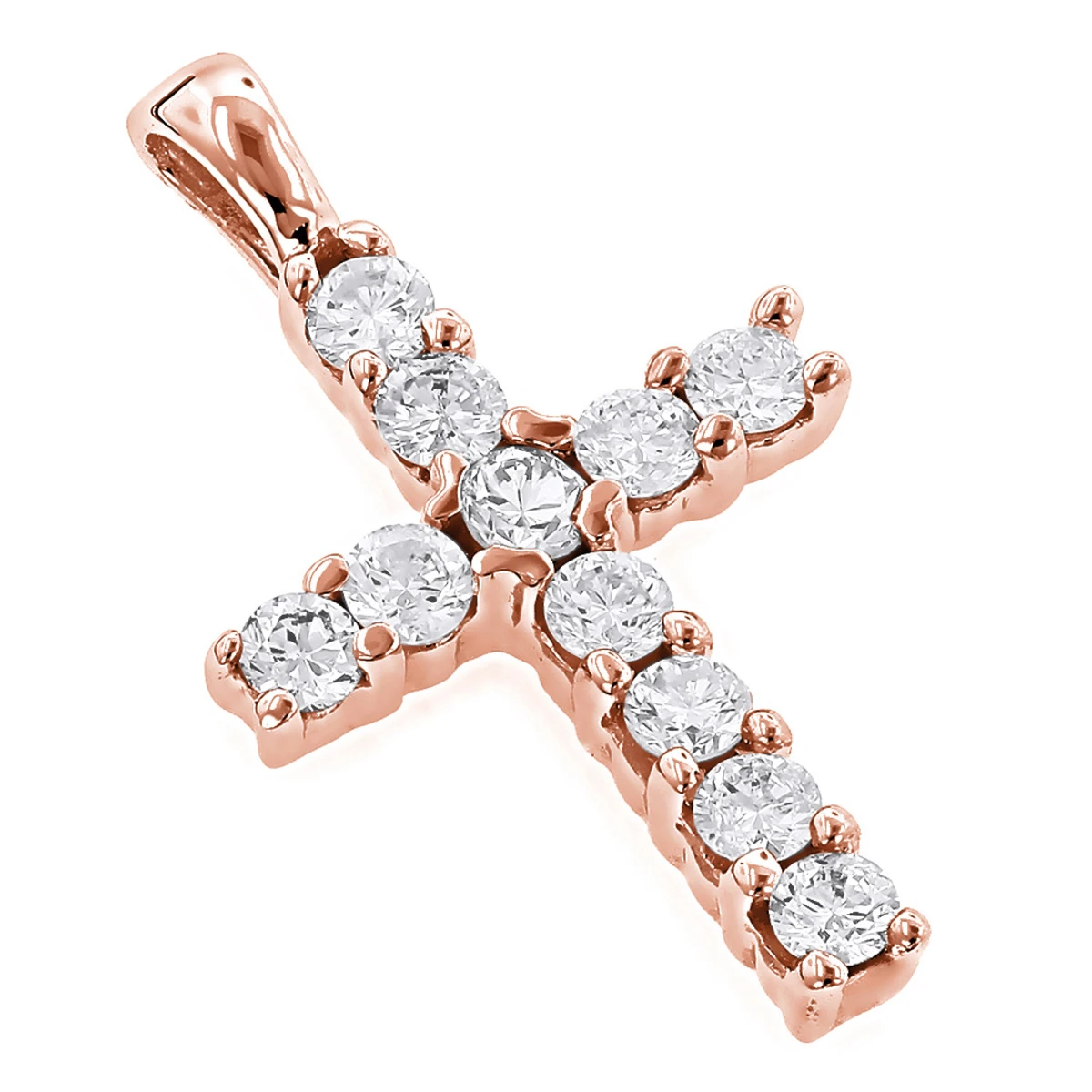 14K White Gold Round Diamond Cross Pendant 0.33ct 10mm 5 14K White Gold Round Diamond Cross Pendant 0.33ct 10mm - Image 3