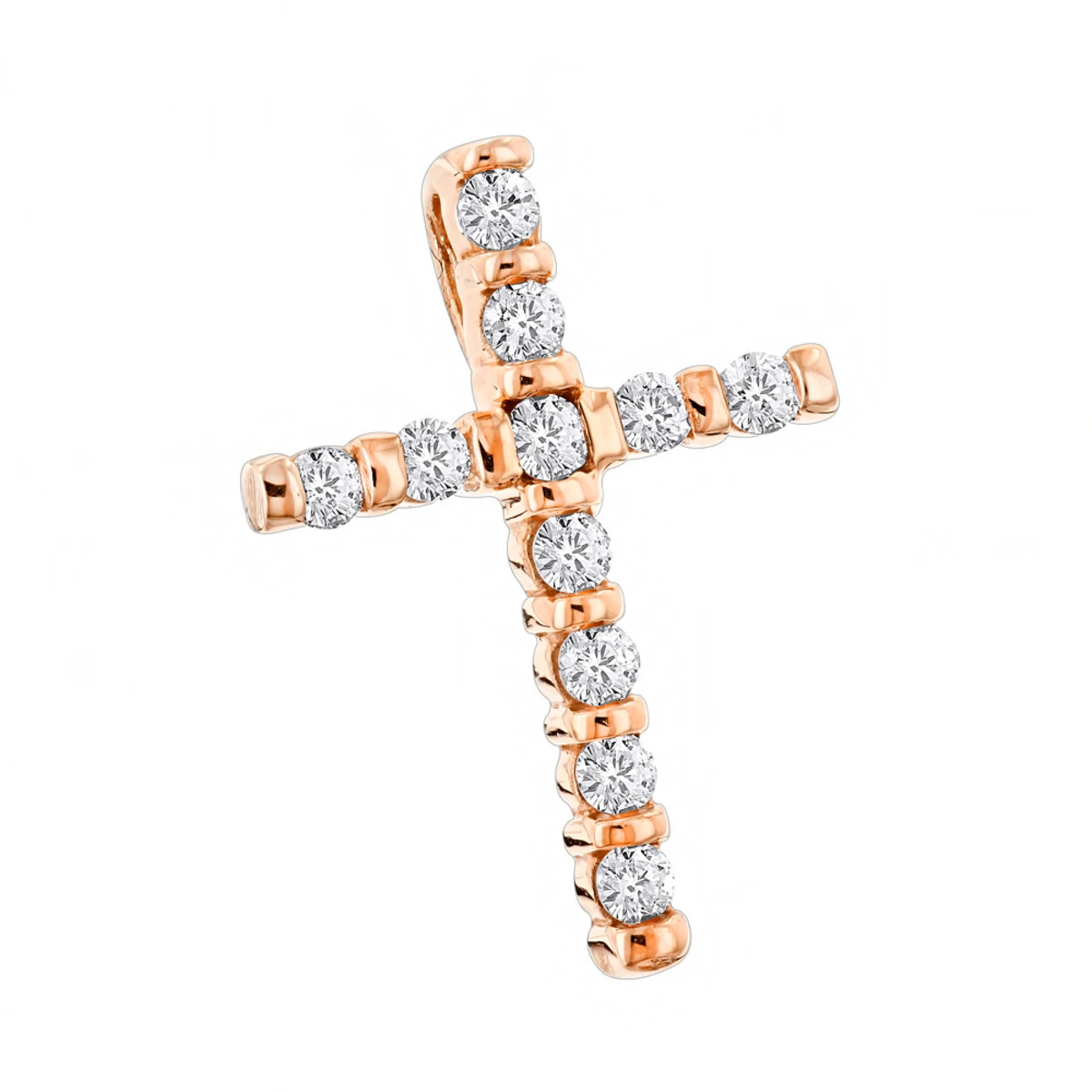 14K Yellow Gold Round Diamond Cross Pendant 0.33ct 14mm 5 14K Yellow Gold Round Diamond Cross Pendant 0.33ct 14mm - Image 3