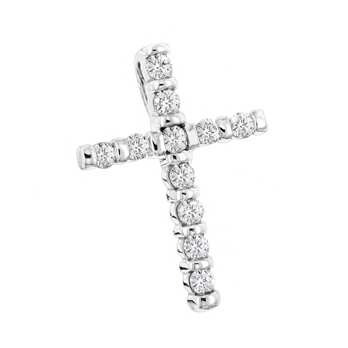 14K Yellow Gold Round Diamond Cross Pendant 0.33ct 14mm 4 14K Yellow Gold Round Diamond Cross Pendant 0.33ct 14mm - Image 2