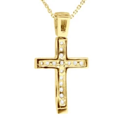 14K White Gold Round Diamond Cross Pendant 0.48ct -Its Hot Jewelry Shop 14k gold round diamond cross pendant 048ct p 26519 back yellow 20221011 20221027