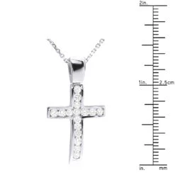 14K White Gold Round Diamond Cross Pendant 0.48ct -Its Hot Jewelry Shop 14k gold round diamond cross pendant 048ct p 26519 ruler white 20221011 20221027
