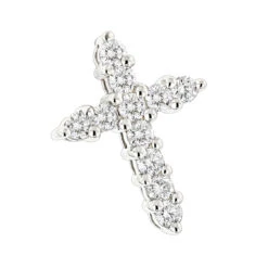 14K White Gold Round Diamond Cross Pendant For Men And Women 0.55ct