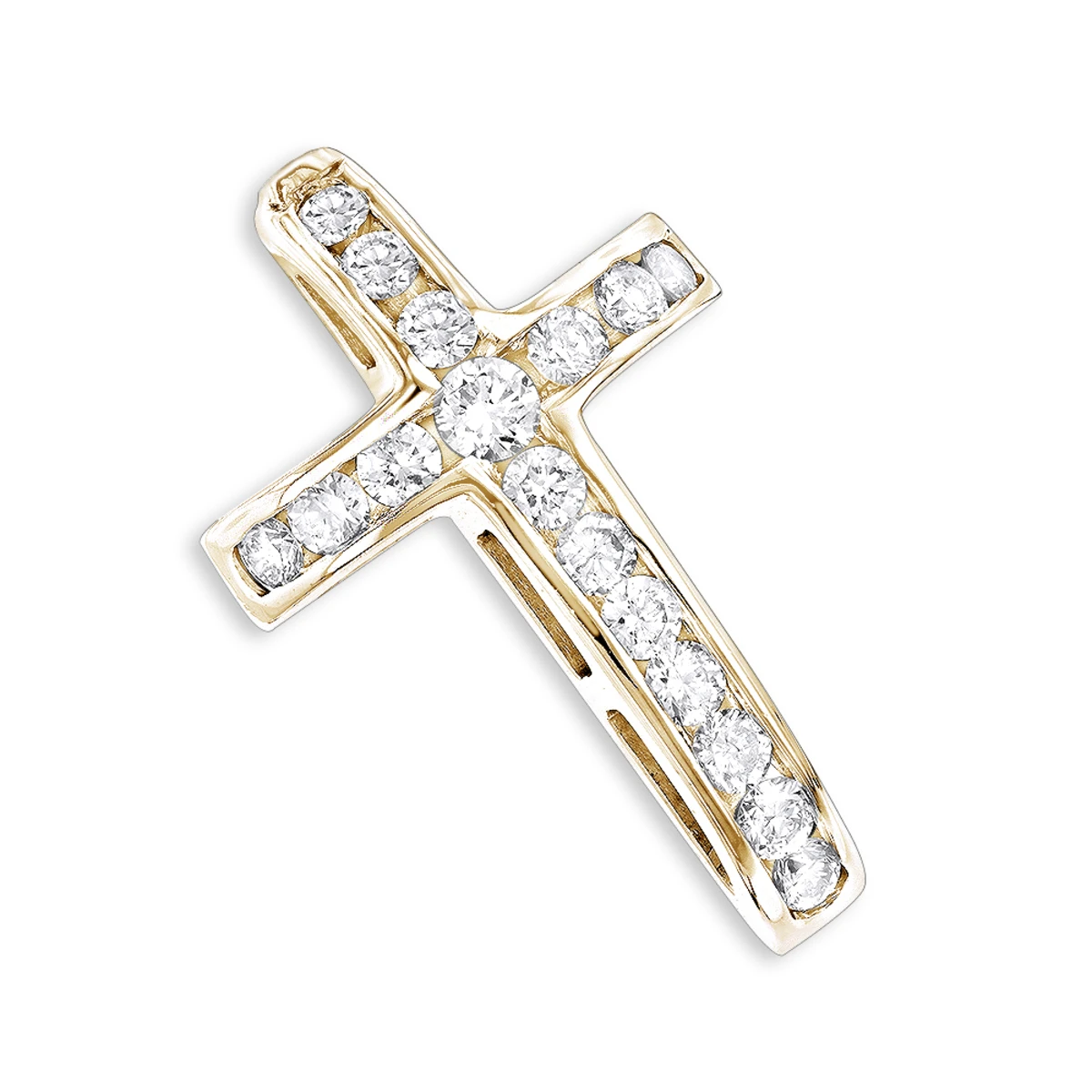 14K White Gold Round Diamond Cross Pendant By Luxurman 0.59ct 4 14K White Gold Round Diamond Cross Pendant By Luxurman 0.59ct - Image 2