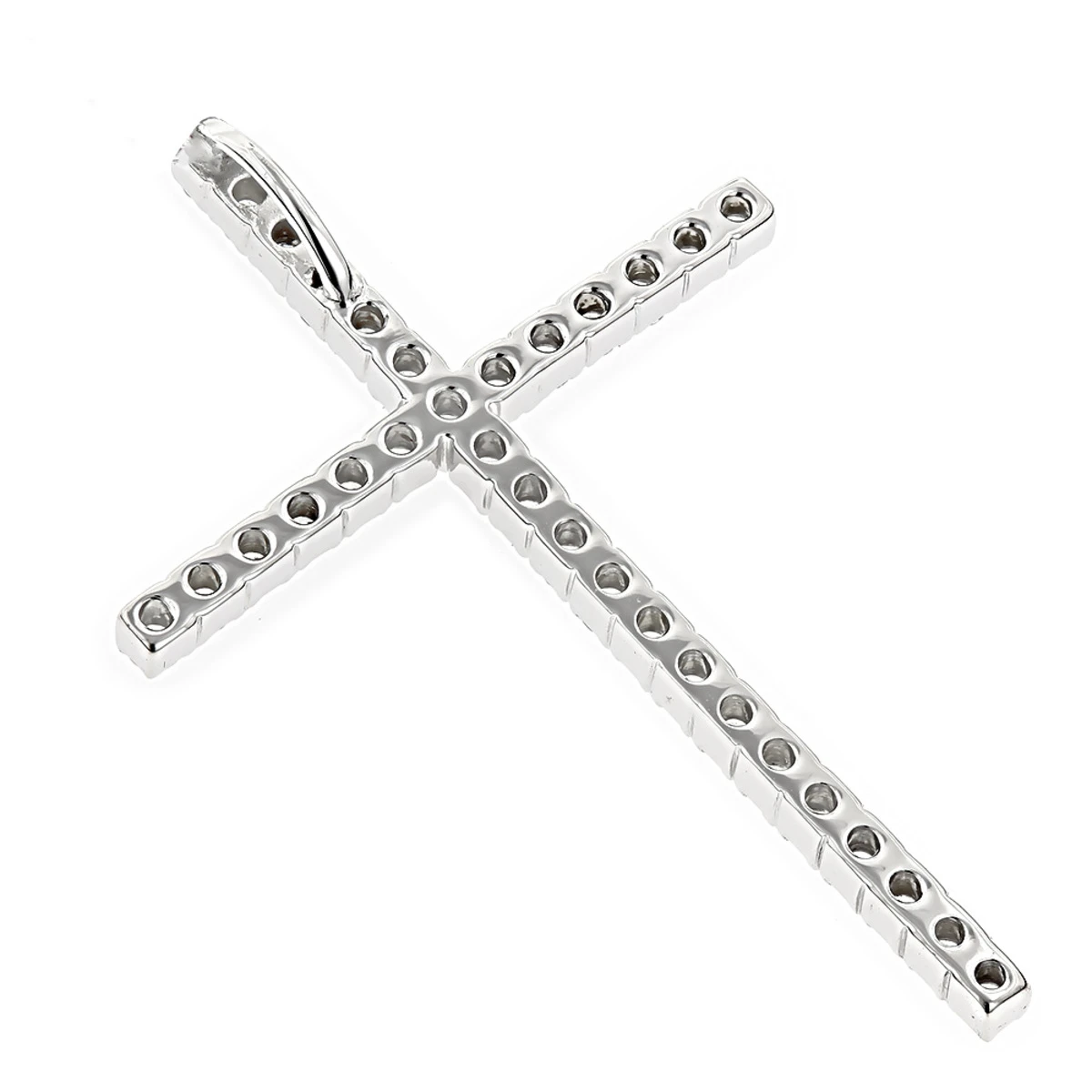 14K White Gold Round Diamond Cross Pendant 0.72ct 6 14K White Gold Round Diamond Cross Pendant 0.72ct - Image 4