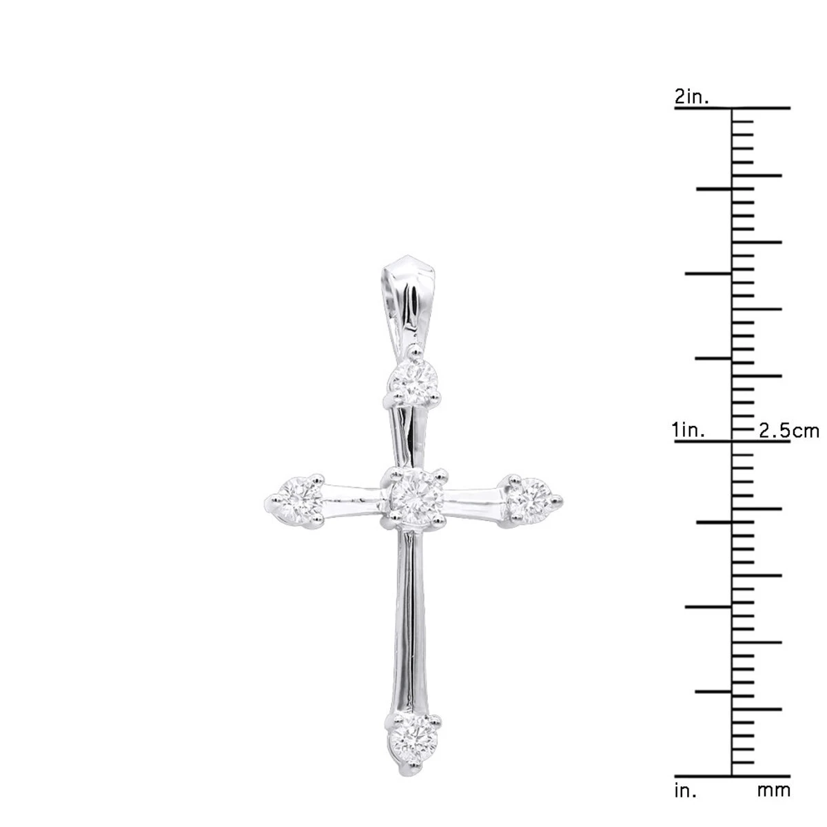 14K White Gold Round Diamond Cross Pendant 0.73ct 10 14K White Gold Round Diamond Cross Pendant 0.73ct - Image 8