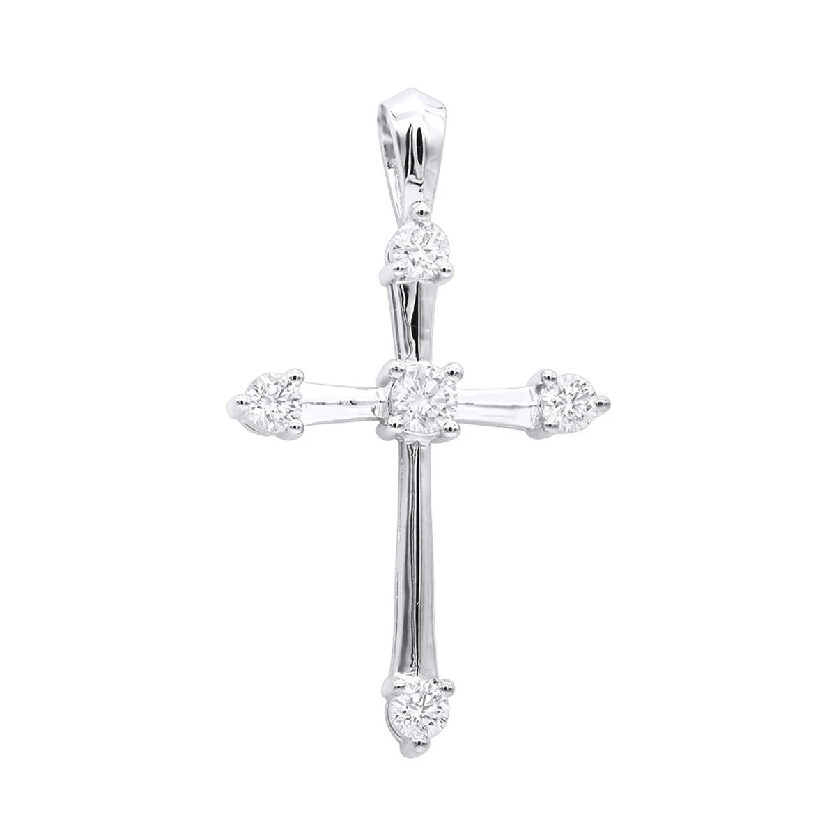 14K White Gold Round Diamond Cross Pendant 0.73ct 3 14K White Gold Round Diamond Cross Pendant 0.73ct