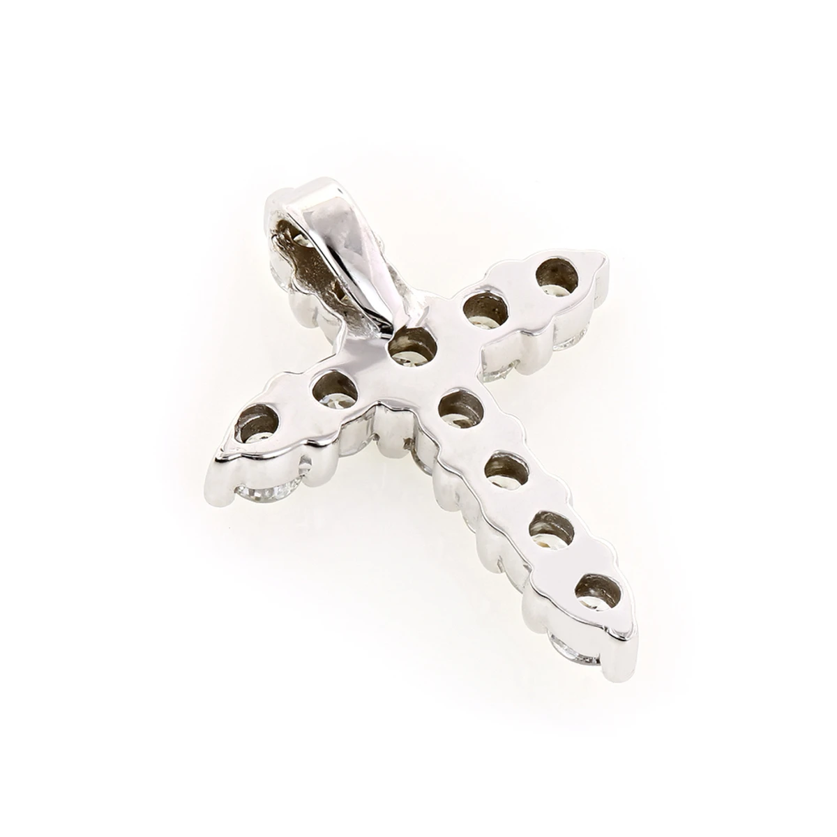 Small 14K White Gold Round Diamond Cross Pendant For Women 1 Carat 6 Small 14K White Gold Round Diamond Cross Pendant For Women 1 Carat - Image 4