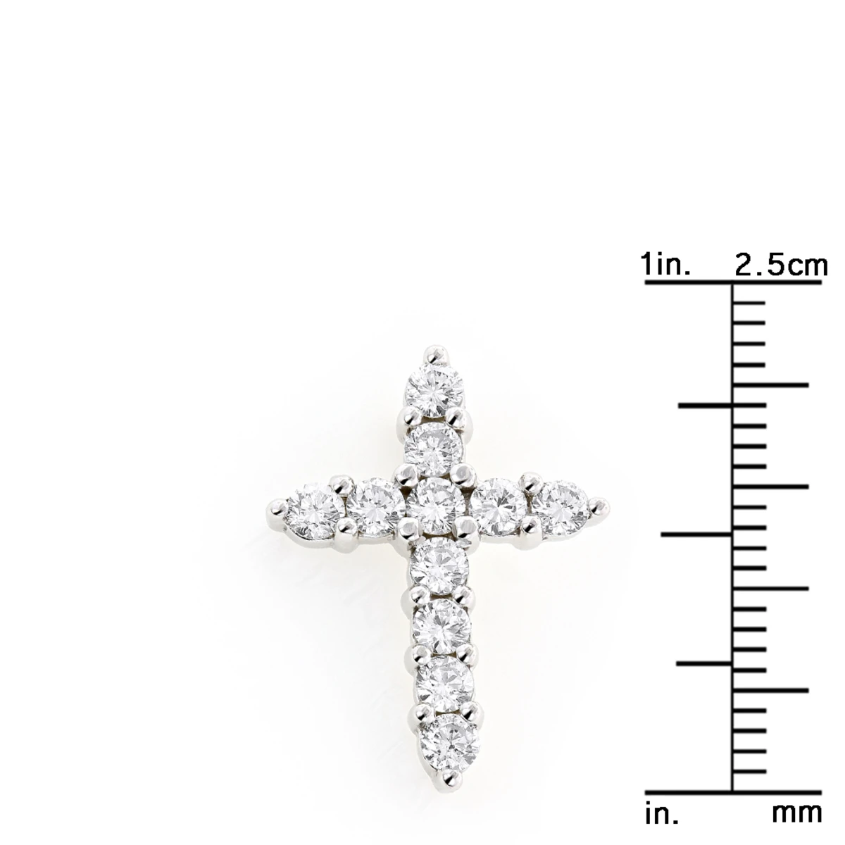 Small 14K White Gold Round Diamond Cross Pendant For Women 1 Carat 8 Small 14K White Gold Round Diamond Cross Pendant For Women 1 Carat - Image 6