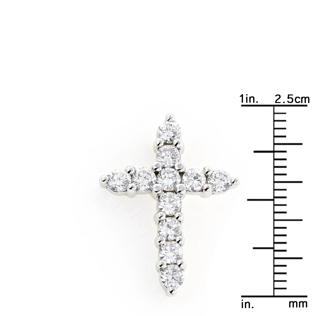 14K White Gold Round Diamond Cross Pendant 1.32ct 17.5mm 7 14K White Gold Round Diamond Cross Pendant 1.32ct 17.5mm - Image 5