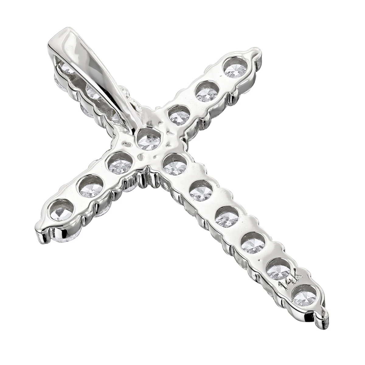 14K White Gold Round Diamond Cross Pendant 1.38ct 6 14K White Gold Round Diamond Cross Pendant 1.38ct - Image 4