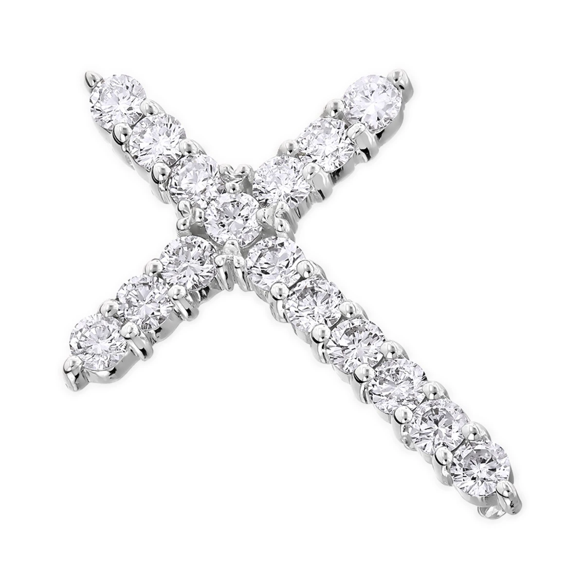 14K White Gold Round Diamond Cross Pendant 1.38ct 3 14K White Gold Round Diamond Cross Pendant 1.38ct