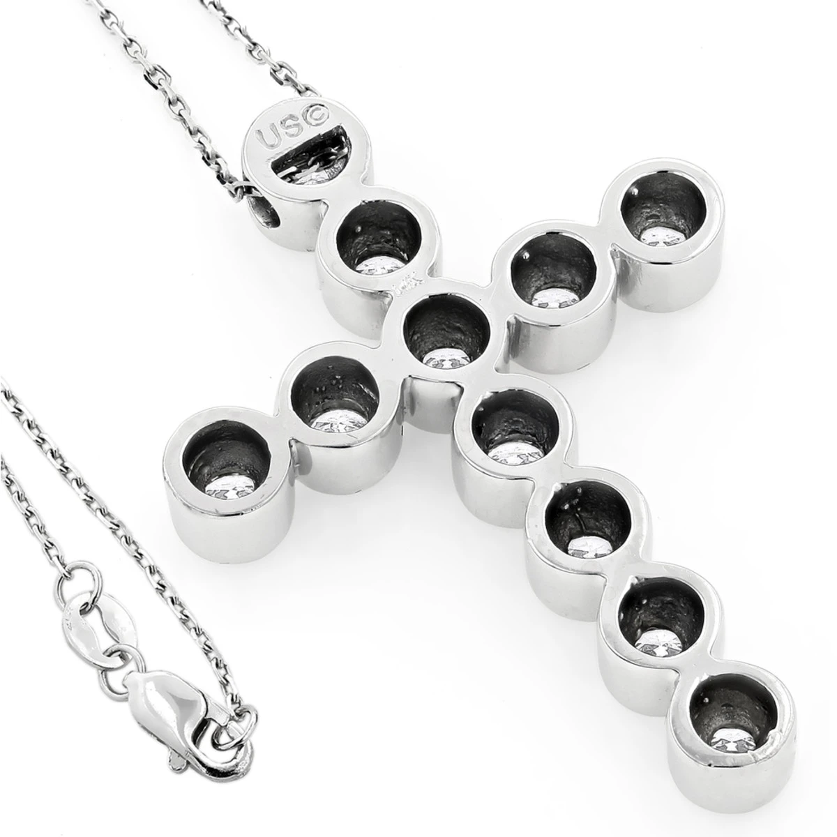 Large 14K Yellow Gold Round Diamond Cross Pendant For Men 2.75ct 6 Large 14K Yellow Gold Round Diamond Cross Pendant For Men 2.75ct - Image 4