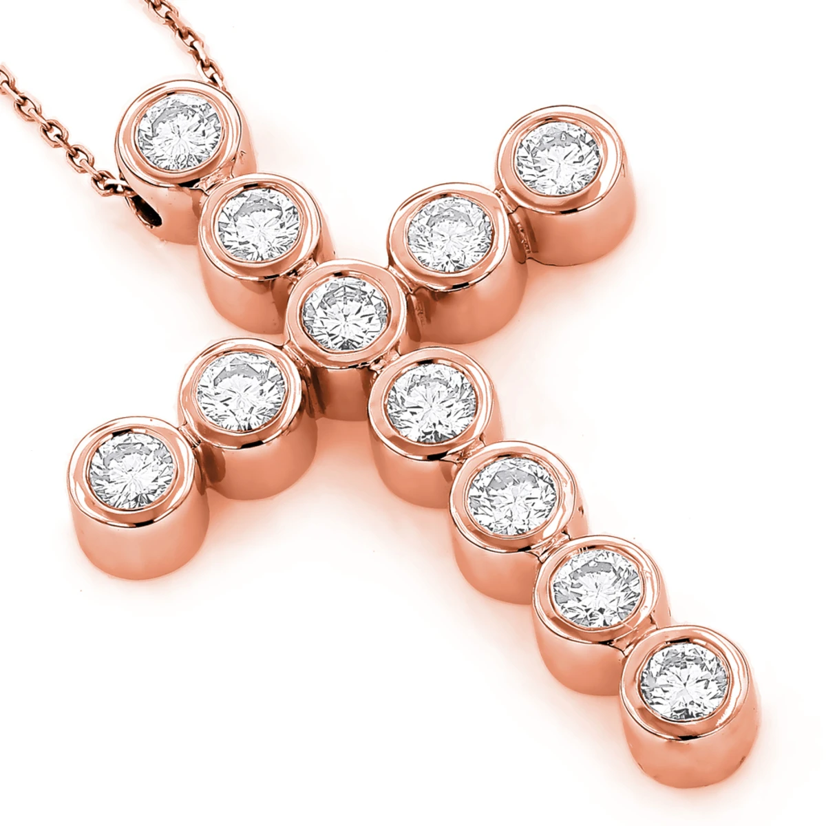 Large 14K Yellow Gold Round Diamond Cross Pendant For Men 2.75ct 5 Large 14K Yellow Gold Round Diamond Cross Pendant For Men 2.75ct - Image 3