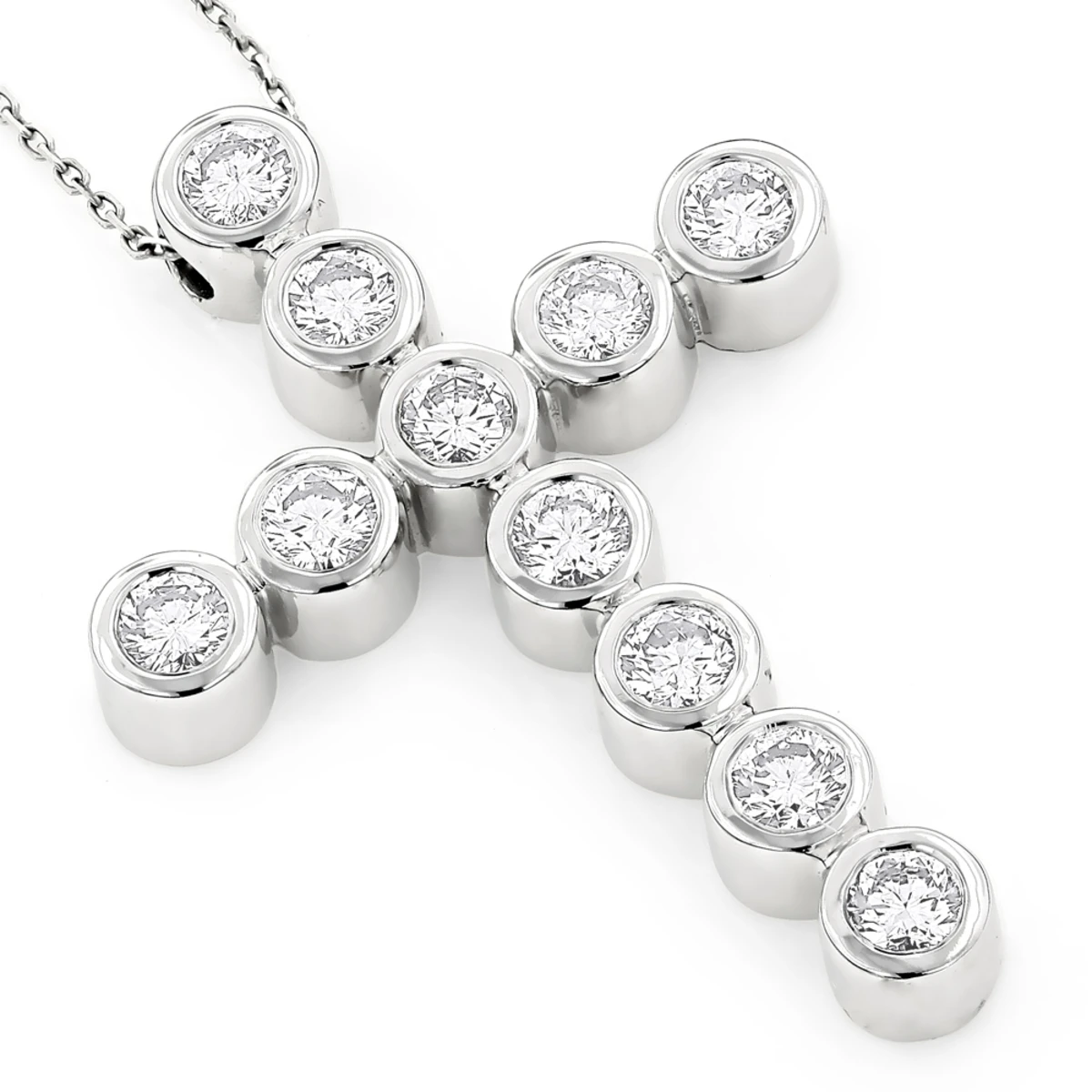 Large 14K Yellow Gold Round Diamond Cross Pendant For Men 2.75ct 4 Large 14K Yellow Gold Round Diamond Cross Pendant For Men 2.75ct - Image 2