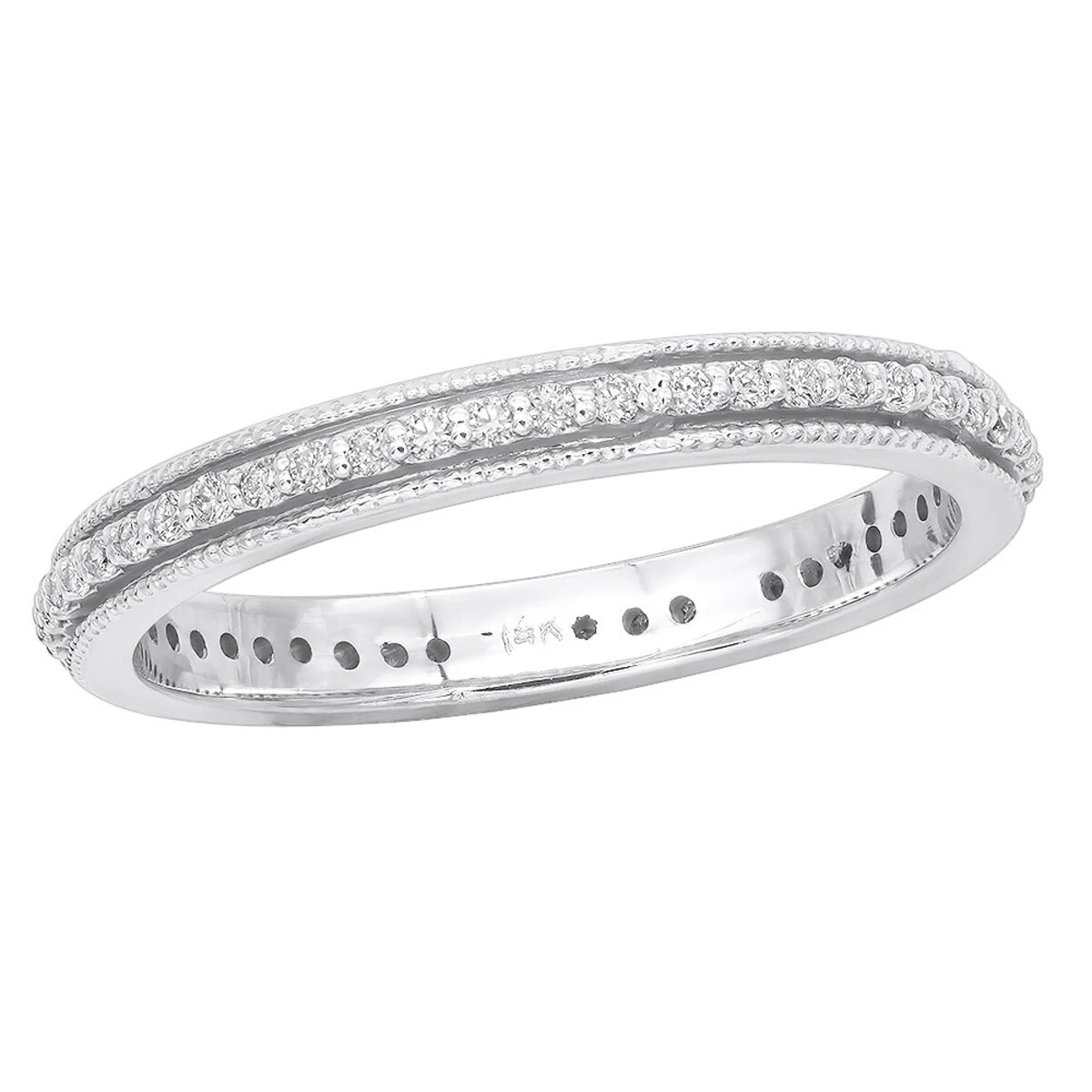 Thin 14K White Gold Round Diamond Eternity Band 0.38ct 3 Thin 14K White Gold Round Diamond Eternity Band 0.38ct