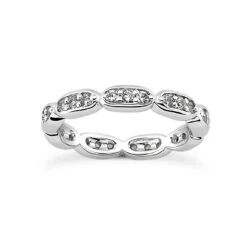 Thin 14K White Gold Round Diamond Eternity Band 0.72ct