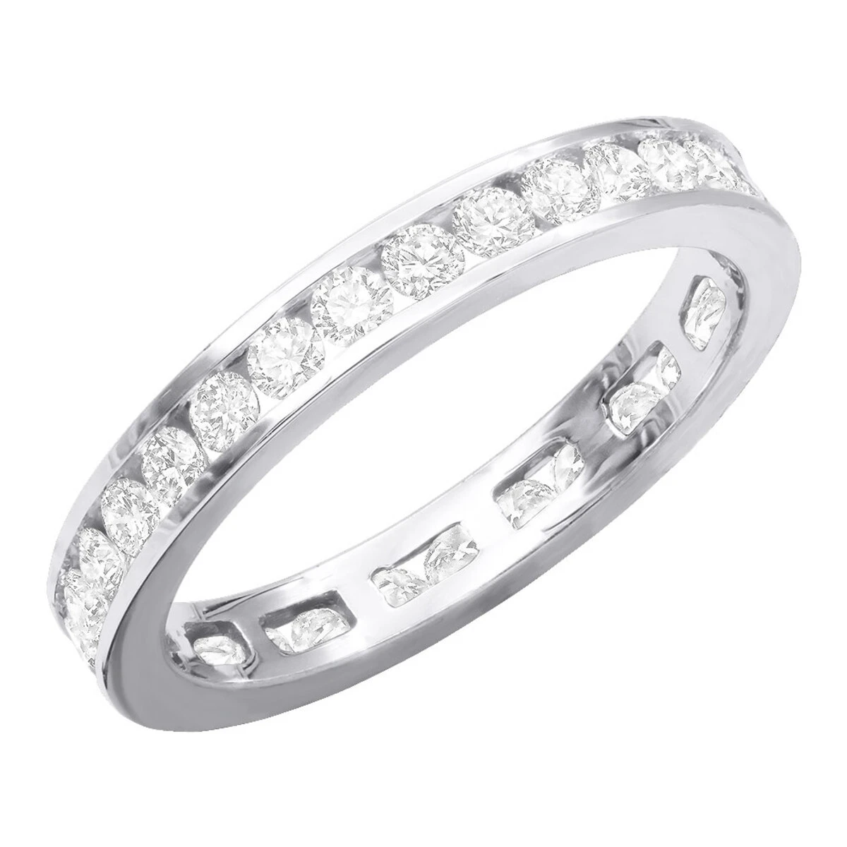14K White Gold Round Diamond Eternity Band 1.20ct 4mm 3 14K White Gold Round Diamond Eternity Band 1.20ct 4mm